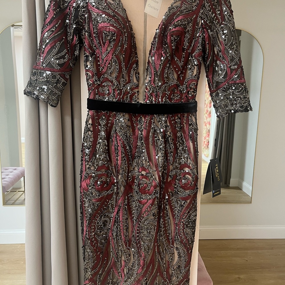 Terrani Wine Black Sequin Dress